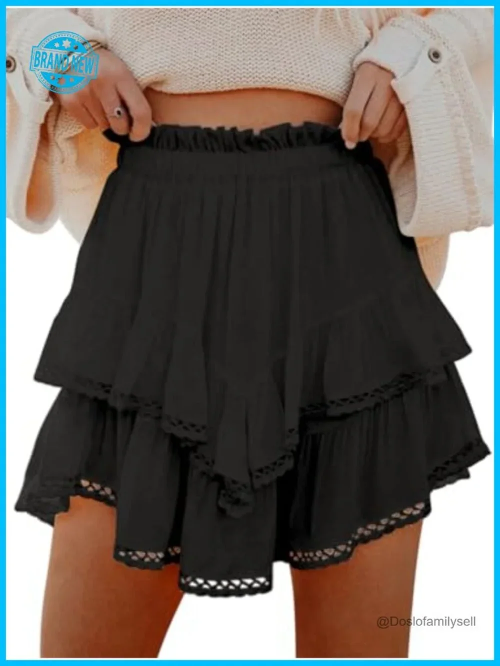 Flowy Ruffle Tiered Skorts High Waist Tennis Golf Active Shorts with Pockets